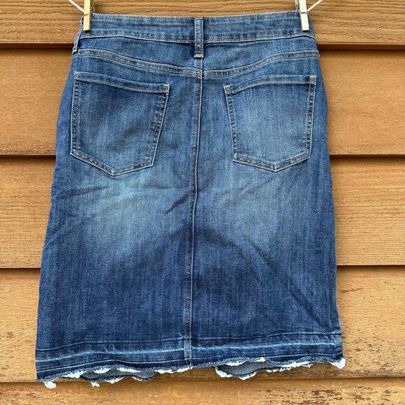 GAP Denim Skirt Blue Front Split Cutoff Size 4 - Picture 9 of 16
